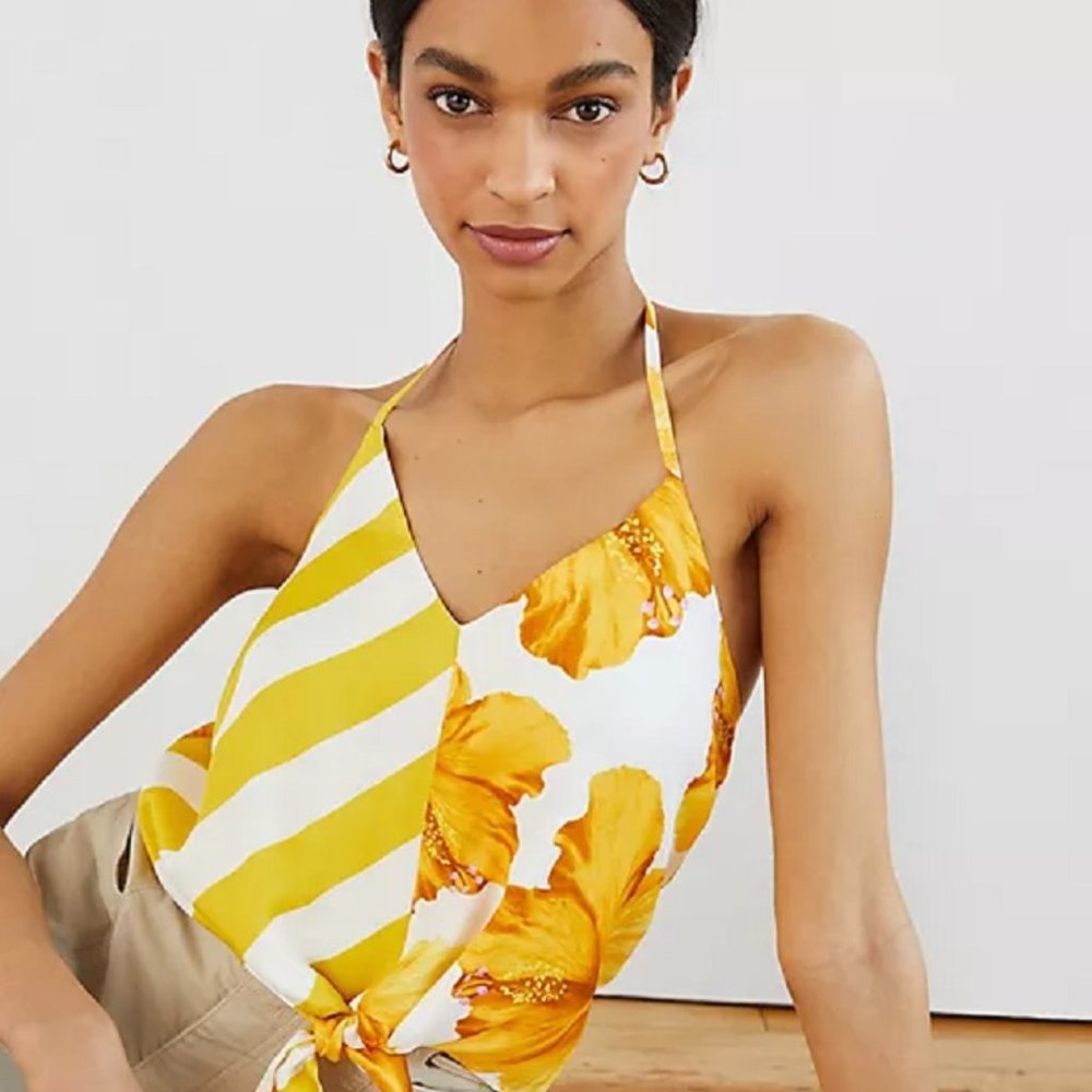 NWT Anthropologie FARM RIO SPLICED CAMI Yellow M